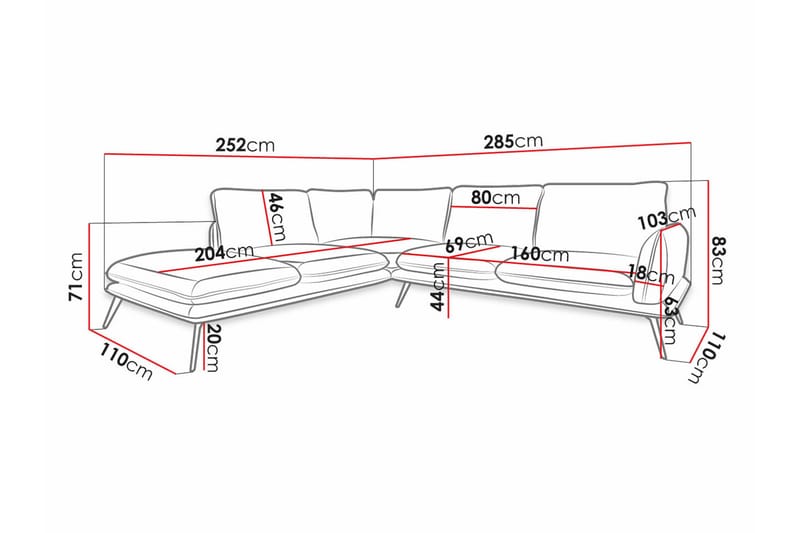 Graystone 4-seters Hjørnesofa - Brun - Møbler - Sofaer - Hjørnesofa