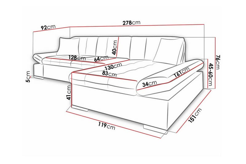 Kintore 3-seters Hjørnesofa - Beige - Møbler - Sofaer - Hjørnesofa