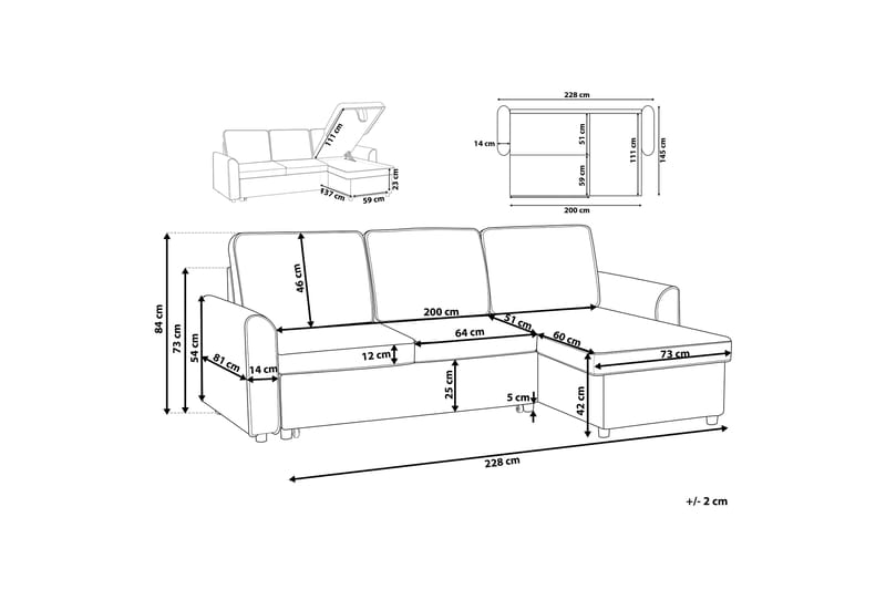 Nesna Hjørnesofa 228 cm - Brun - Møbler - Sofaer - Hjørnesofa