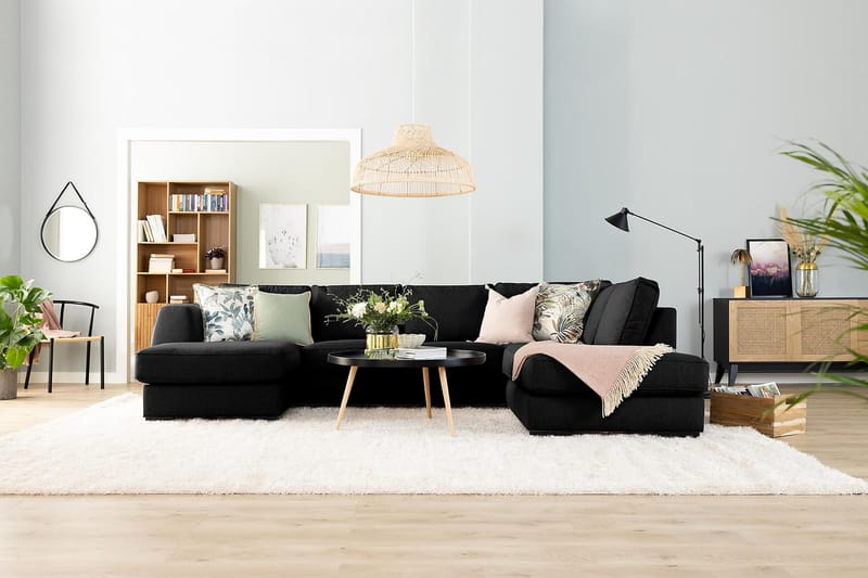 Optus Stor Hjørnesofa med Divan Vendbar 348 cm Bred - Mørk / Svart - Møbler - Sofaer - Hjørnesofa - Hjørnesofa med divan