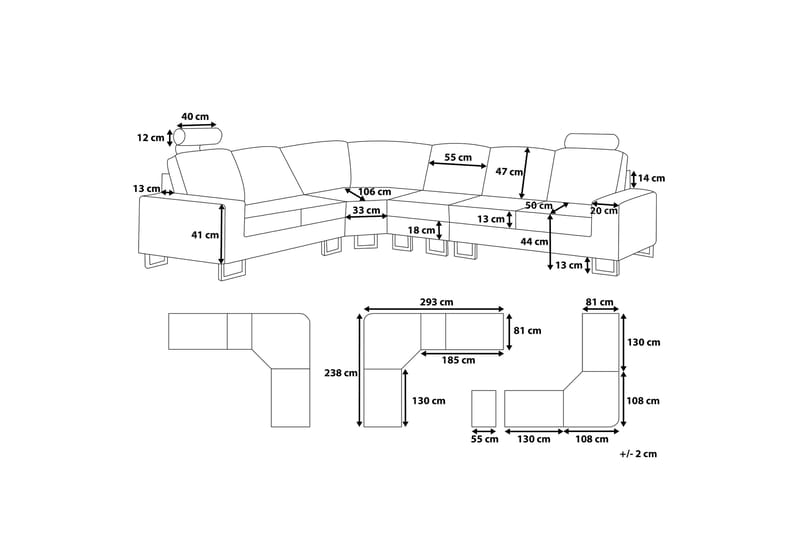 Stockholm Hjørnesofa 286 cm - Grå - Møbler - Sofaer - Hjørnesofa