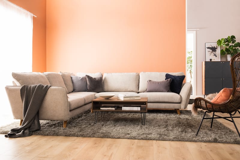 Trend Stor Luksus Hjørnesofa Vendbar L-formet - Beige / Eik - Møbler - Sofaer - Hjørnesofa