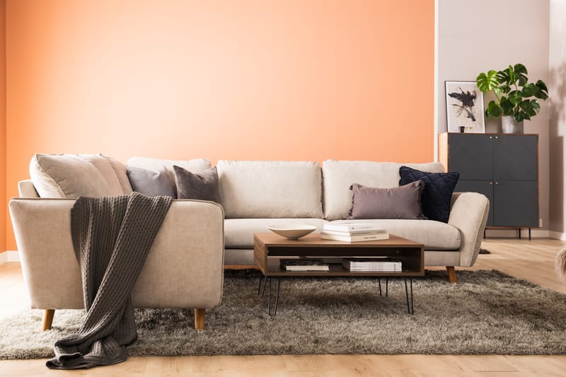 Trend Stor Luksus Hjørnesofa Vendbar L-formet - Beige / Eik - Møbler - Sofaer - Hjørnesofa