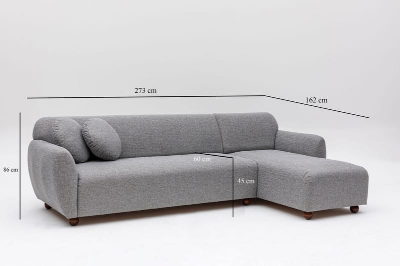 Whitecliffs Divansofa 3-seters - Grå - Møbler - Sofaer - Hjørnesofa