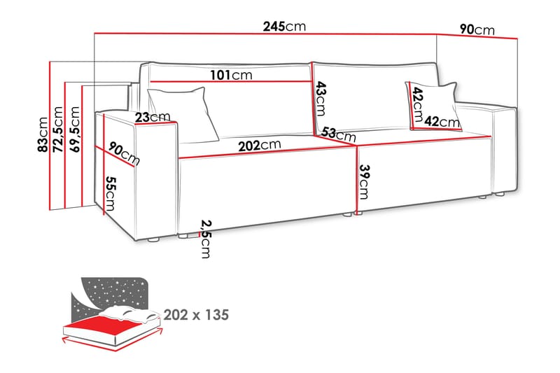 Hobson Sofa 3-seter - Grønn - Møbler - Sofaer - Sofa 3 seter