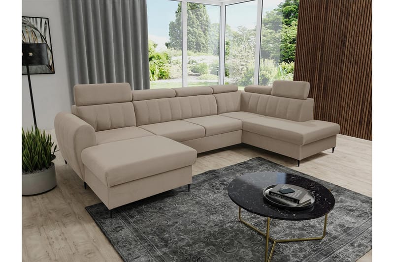 Hoffman Sofa med Divan og Sjeselong 4-seter - Beige - Møbler - Sofaer - U-sofa