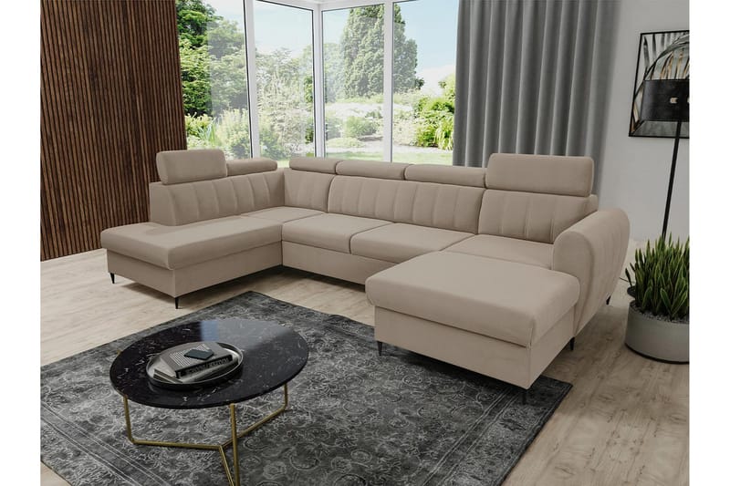 Hoffman Sofa med Divan og Sjeselong 4-seter - Beige - Møbler - Sofaer - U-sofa