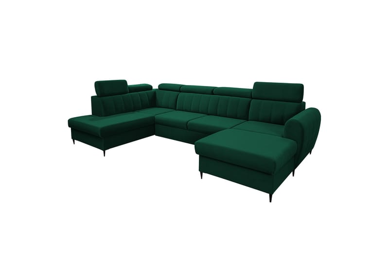 Hoffman Sofa med Divan og Sjeselong 4-seter - Grønn - Møbler - Sofaer - U-sofa