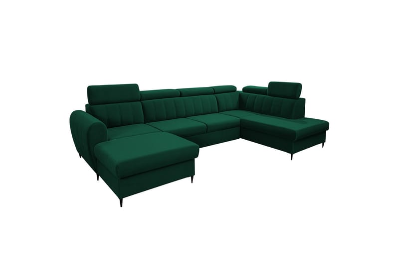 Hoffman Sofa med Divan og Sjeselong 4-seter - Grønn - Møbler - Sofaer - U-sofa