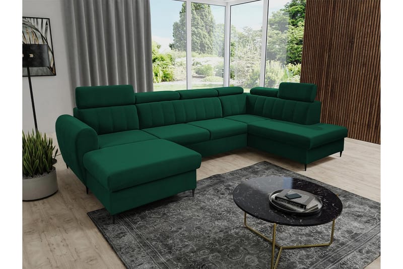 Hoffman Sofa med Divan og Sjeselong 4-seter - Grønn - Møbler - Sofaer - U-sofa