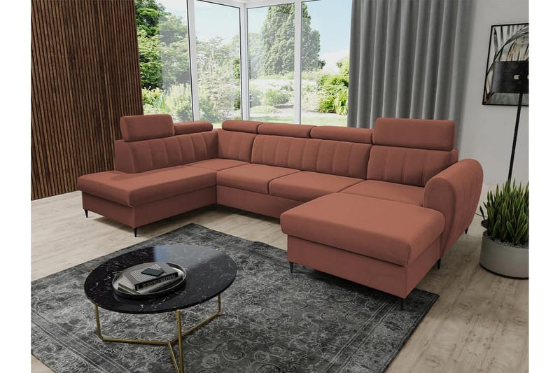 Hoffman Sofa med Divan og Sjeselong 4-seter - Kobber - Møbler - Sofaer - U-sofa