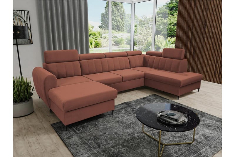 Hoffman Sofa med Divan og Sjeselong 4-seter - Kobber - Møbler - Sofaer - U-sofa