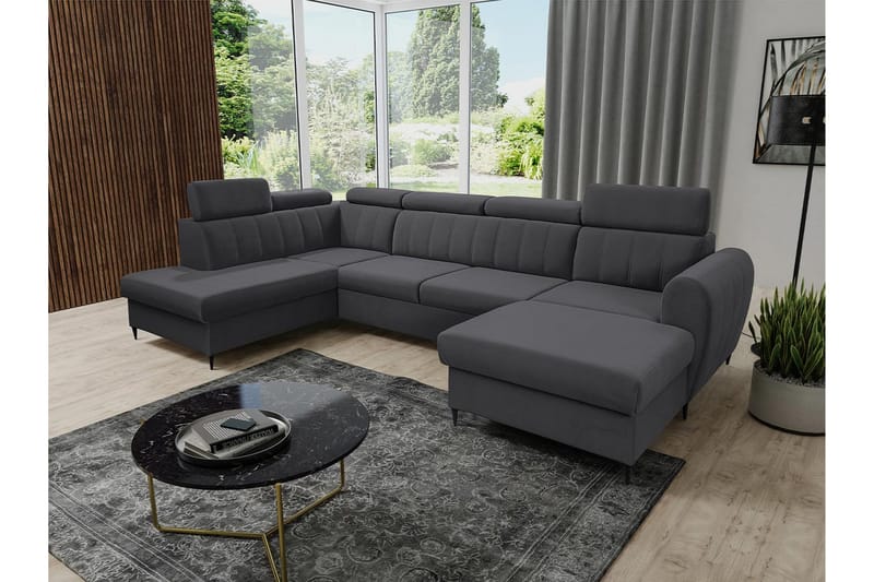 Hoffman Sofa med Divan og Sjeselong 4-seter - Mørk grå - Møbler - Sofaer - U-sofa