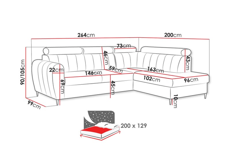 Hoffman Sofa med Sjeselong 3-seter - Beige - Møbler - Sofaer - Sofa med sjeselong