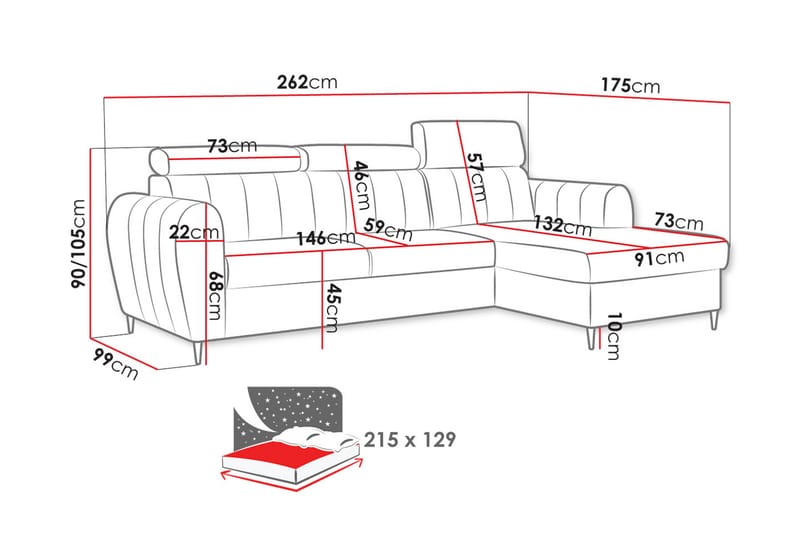 Hoffman Sofa med Sjeselong 3-seter - Beige - Møbler - Sofaer - Sofa med sjeselong