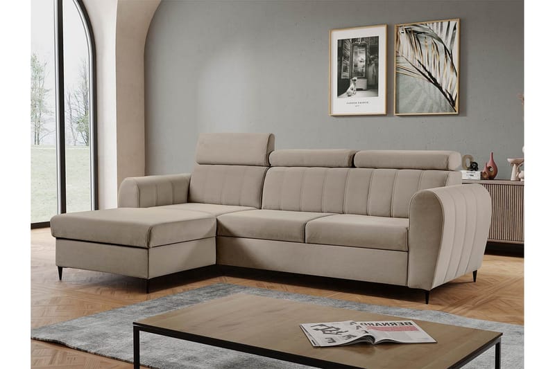 Hoffman Sofa med Sjeselong 3-seter - Beige - Møbler - Sofaer - Sofa med sjeselong