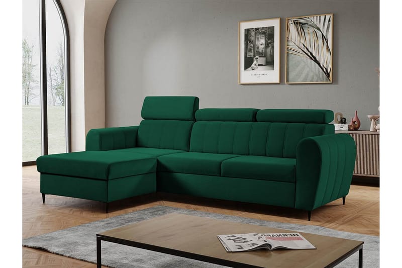 Hoffman Sofa med Sjeselong 3-seter - Grønn - Møbler - Sofaer - Sofa med sjeselong