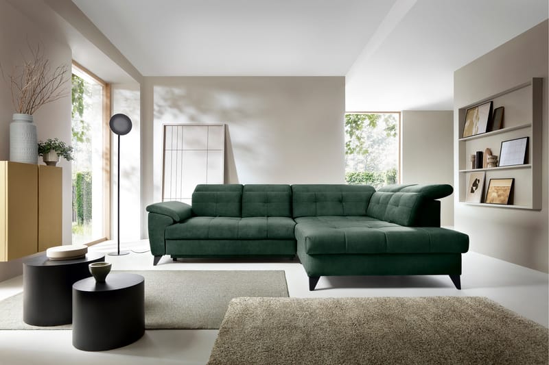 Inferne 5-seter Sofa med Sjeselong - Mørkegrønn - Møbler - Sofaer - Sofa med sjeselong