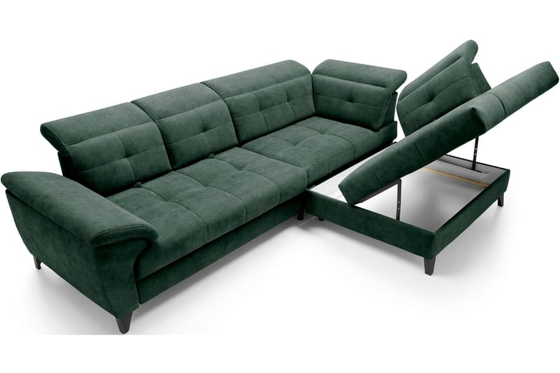 Inferne 5-seter Sofa med Sjeselong - Mørkegrønn - Møbler - Sofaer - Sofa med sjeselong