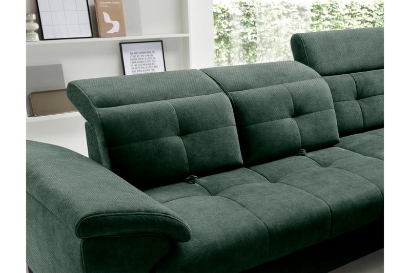 Inferne 5-seter Sofa med Sjeselong - Mørkegrønn - Møbler - Sofaer - Sofa med sjeselong