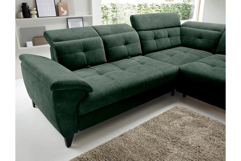 Inferne 5-seter Sofa med Sjeselong - Mørkegrønn - Møbler - Sofaer - Sofa med sjeselong