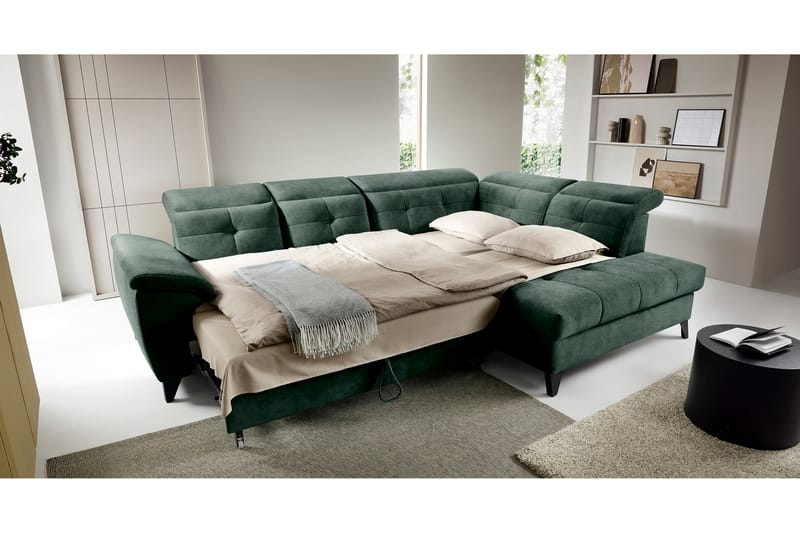 Inferne 5-seter Sofa med Sjeselong - Mørkegrønn - Møbler - Sofaer - Sofa med sjeselong