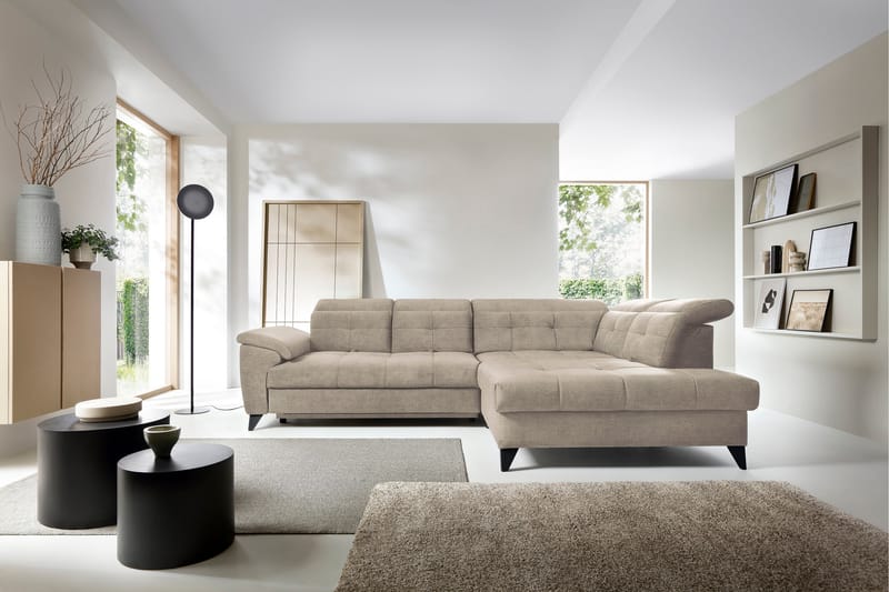 Inferne 5-seters Sofa med Sjeselong - Beige - Møbler - Sofaer - Sofa med sjeselong