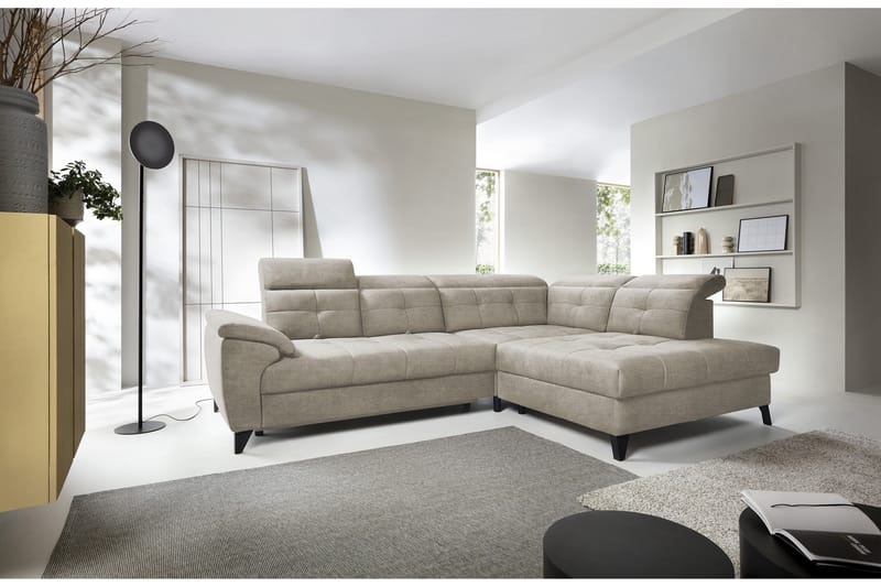 Inferne 5-seters Sofa med Sjeselong - Beige - Møbler - Sofaer - Sofa med sjeselong