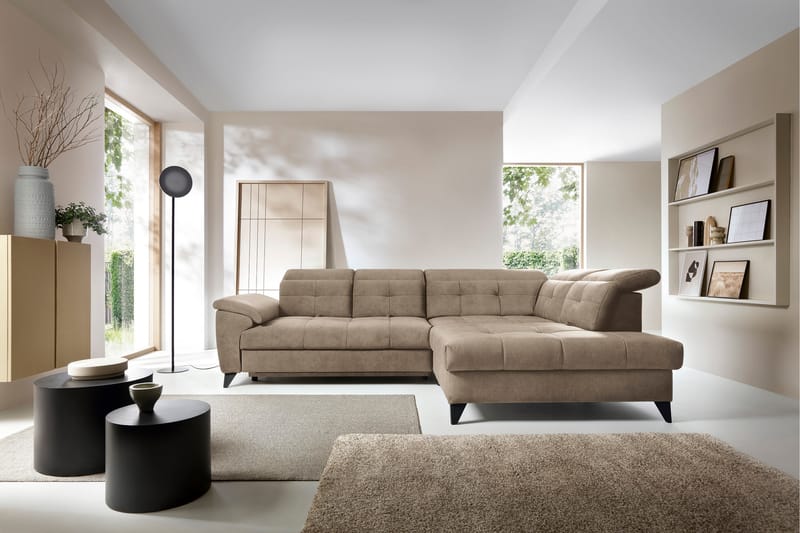 Inferne 5-seters Sofa med Sjeselong - Mørk beige - Møbler - Sofaer - Sofa med sjeselong