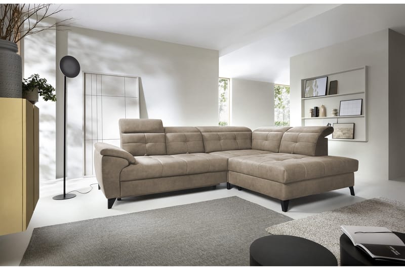 Inferne 5-seters Sofa med Sjeselong - Mørk beige - Møbler - Sofaer - Sofa med sjeselong