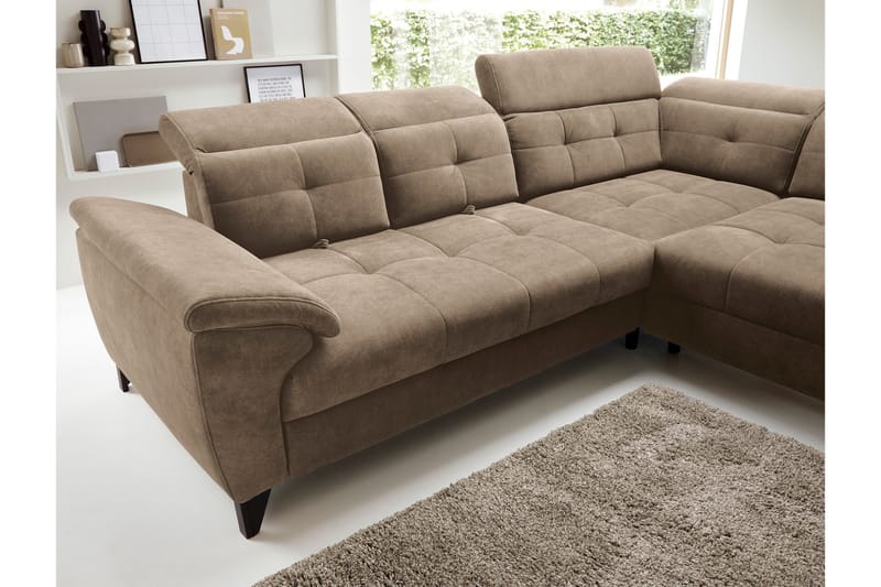 Inferne 5-seters Sofa med Sjeselong - Mørk beige - Møbler - Sofaer - Sofa med sjeselong