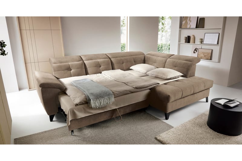 Inferne 5-seters Sofa med Sjeselong - Mørk beige - Møbler - Sofaer - Sofa med sjeselong