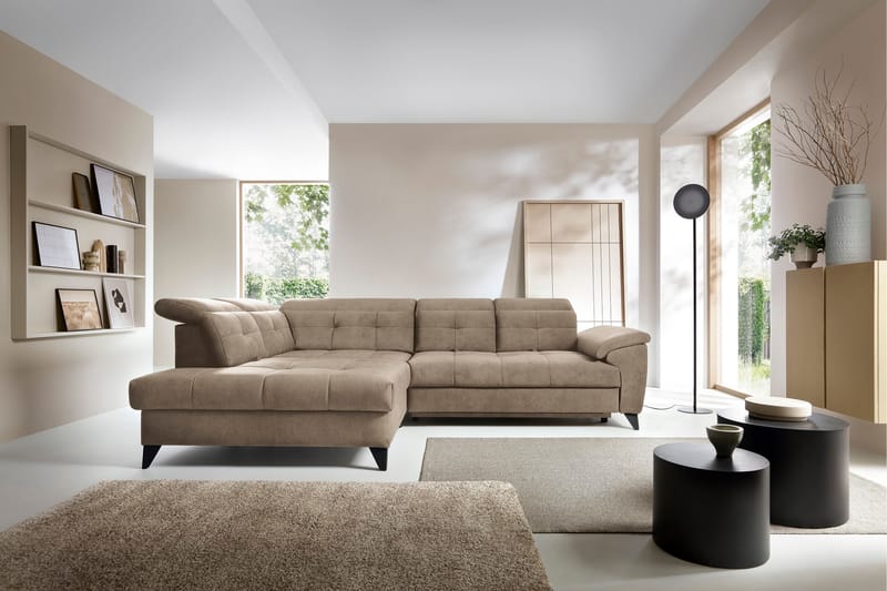 Inferne 5-seters Sofa med Sjeselong - Mørk beige - Møbler - Sofaer - Sofa med sjeselong