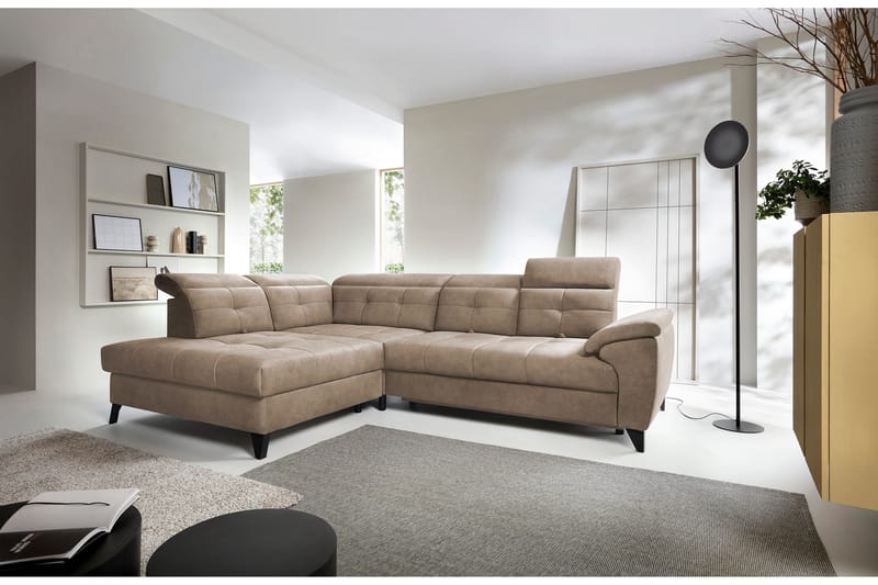 Inferne 5-seters Sofa med Sjeselong - Mørk beige - Møbler - Sofaer - Sofa med sjeselong