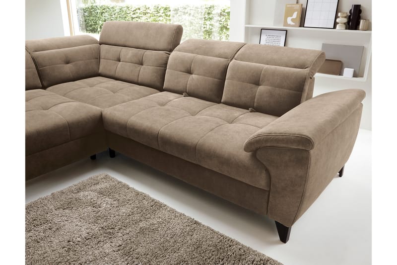 Inferne 5-seters Sofa med Sjeselong - Mørk beige - Møbler - Sofaer - Sofa med sjeselong