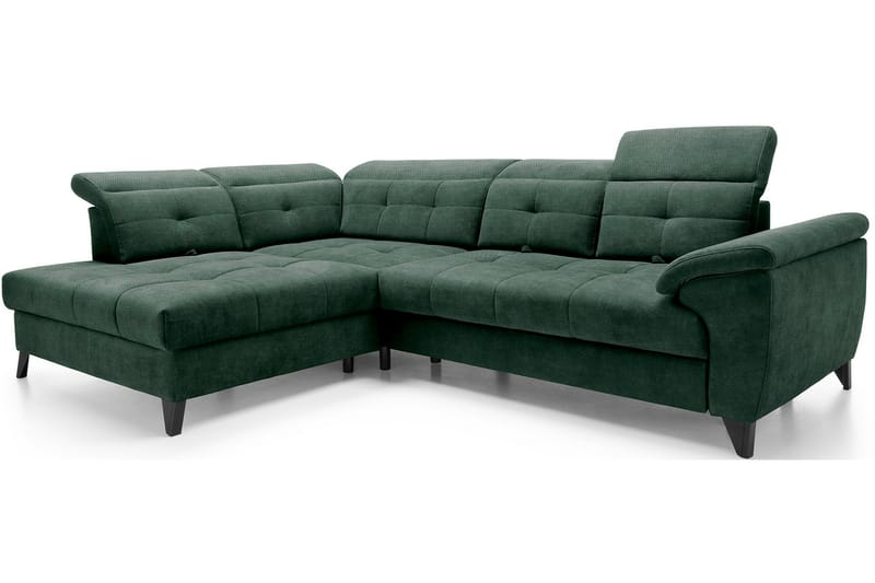 Inferne 5-seters Sofa med Sjeselong - Mørkegrønn - Møbler - Sofaer - Sofa med sjeselong