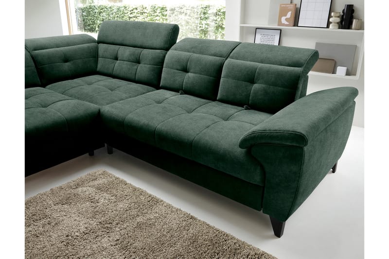 Inferne 5-seters Sofa med Sjeselong - Mørkegrønn - Møbler - Sofaer - Sofa med sjeselong