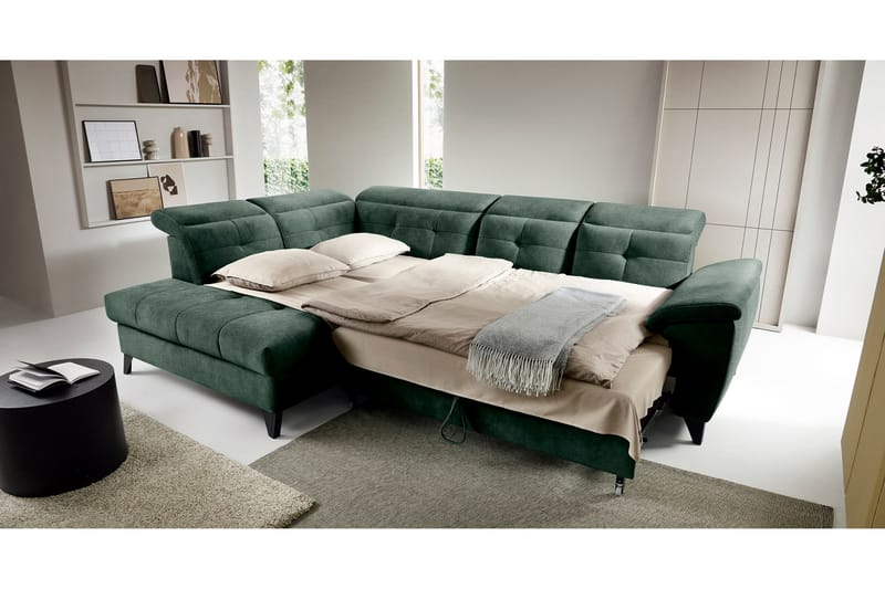 Inferne 5-seters Sofa med Sjeselong - Mørkegrønn - Møbler - Sofaer - Sofa med sjeselong