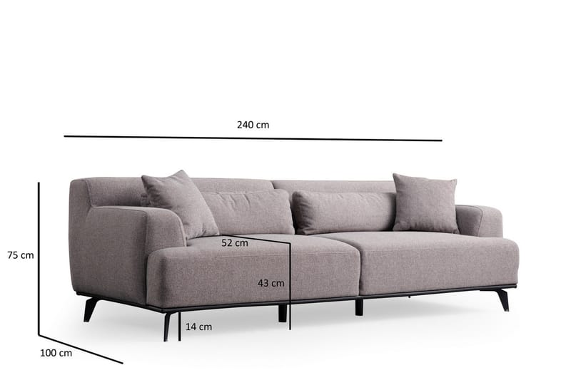 Jaguar 3-seters Sofa - Brun/Grå - Møbler - Sofaer - Sofa 3 seter