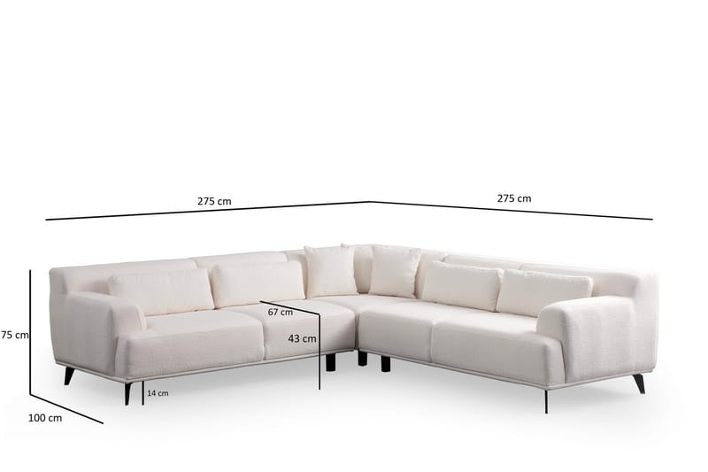 Jaguar 4-seters Sofa med Divan - Hvit - Møbler - Sofaer - Sofa med sjeselong