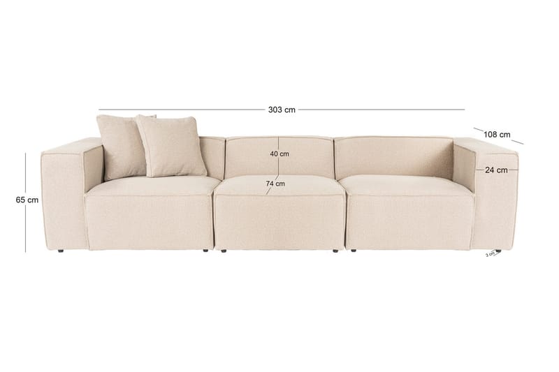 Kaolins Sofa 3-seter - Fersken - Møbler - Sofaer - Sofa 3 seter