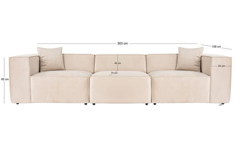 Kaolins Sofa 3-seter - Krem - Møbler - Sofaer - Sofa 3 seter