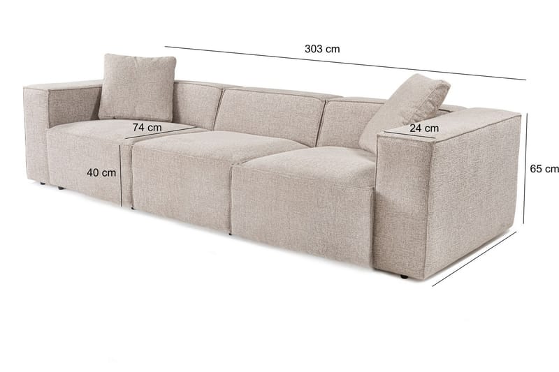 Kaolins Sofa 3-seter - Mokka - Møbler - Sofaer - Sofa 3 seter