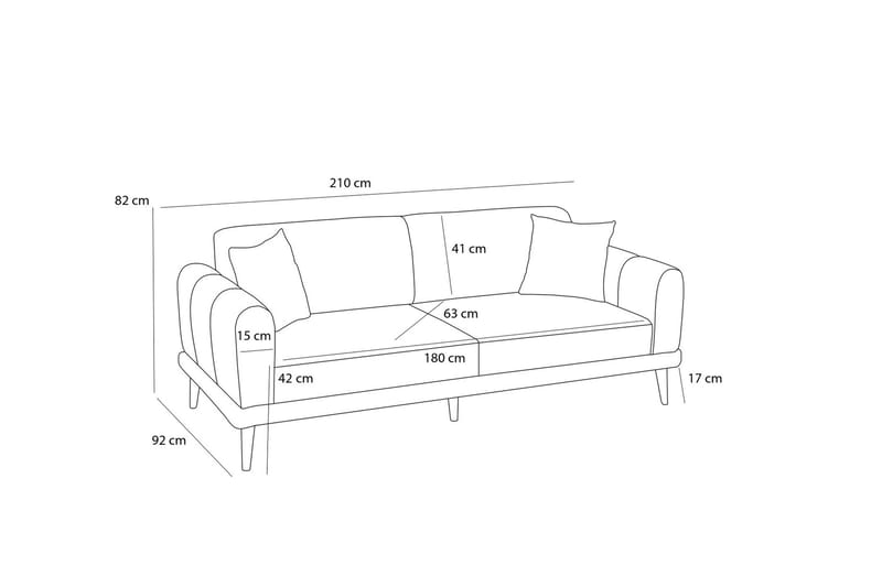 Khambalia 3-seters Sofa - Antrasitt - Møbler - Sofaer - Sofa 3 seter