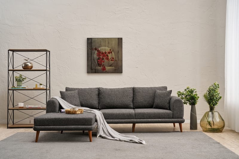 Khambalia 4-seters Sofa med Divan - Antrasitt - Møbler - Sofaer - Sofa med sjeselong