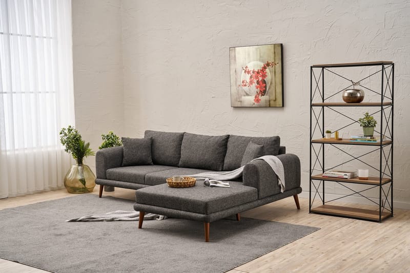 Khambalia 4-seters Sofa med Divan - Antrasitt - Møbler - Sofaer - Sofa med sjeselong