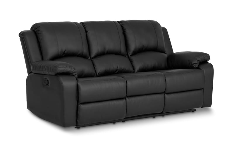 Norbo Komfortabel Reclinersofa 3-seters Kunstlær - Svart - Møbler - Sofaer - Reclinersofaer - 3 seters kinosofa & reclinersofa