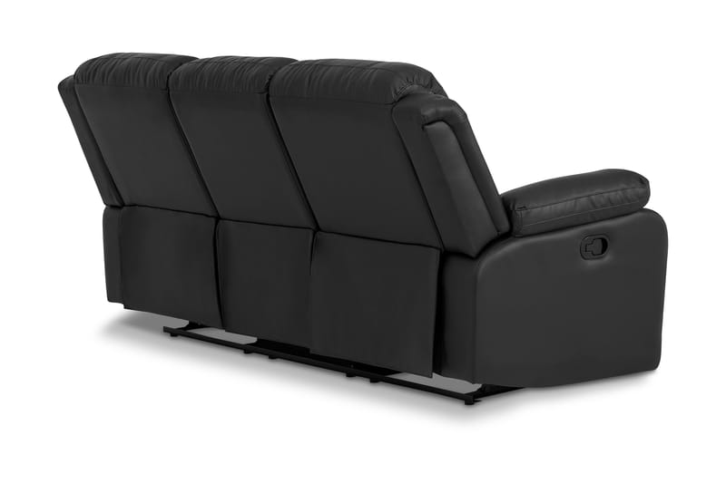 Norbo Komfortabel Reclinersofa 3-seters Kunstlær - Svart - Møbler - Sofaer - Reclinersofaer - 3 seters kinosofa & reclinersofa