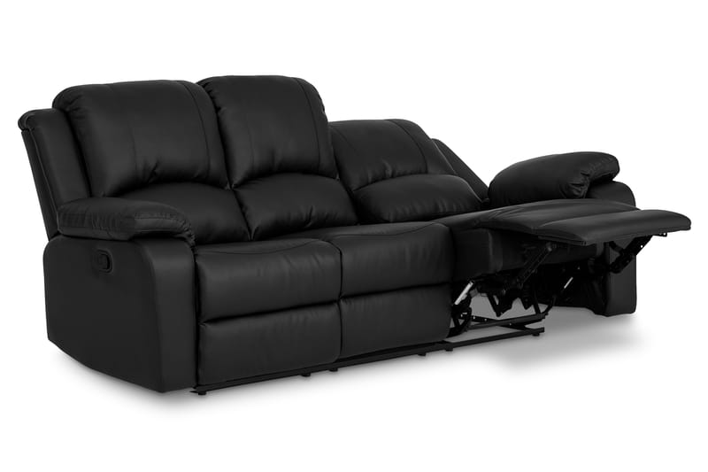 Norbo Komfortabel Reclinersofa 3-seters Kunstlær - Svart - Møbler - Sofaer - Reclinersofaer - 3 seters kinosofa & reclinersofa