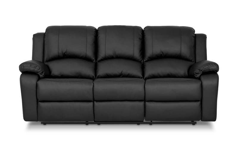 Norbo Komfortabel Reclinersofa 3-seters Kunstlær - Svart - Møbler - Sofaer - Reclinersofaer - 3 seters kinosofa & reclinersofa